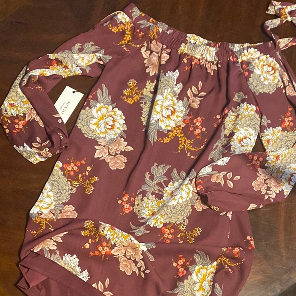 ALI & JAY Floral Long Sleeve Dress - Burgundy and Cream